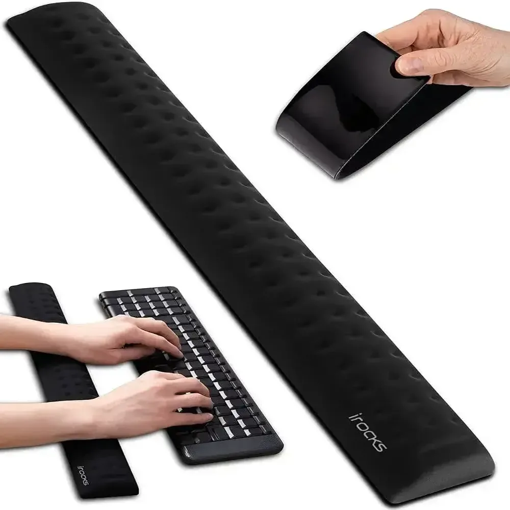 i-ROCKS REPOSAMUÑECAS ERGONOMICO PARA TECLADO TAMAÑO COMPLETO ANTIDESLIZANTE ESPUMA NEGRO