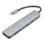 HUB 7 EN 1 MULTIPUERTOS USB TIPO-C (1X HDMI 4K, 2X USB3.0, 1X USB-C, SD MICRO SD, PD 60W)