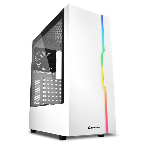 CASE SHARKOON RGB SLIDER WH ATX MEDIA TOREE ATX FRENTE CON UNA LINEA RGB PANEL LATERAL DE VIDRIO TEMPLADO BLANCO 4044951032006