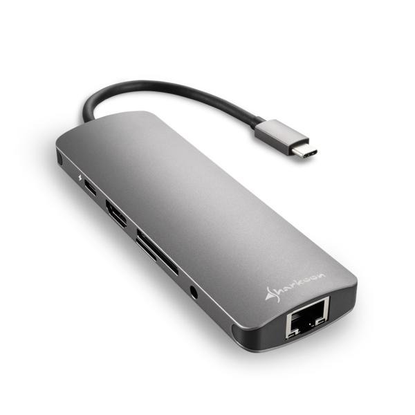 HUB SHARKOON USB 3.0 TYPE C COMBO GRIS 4044951026739