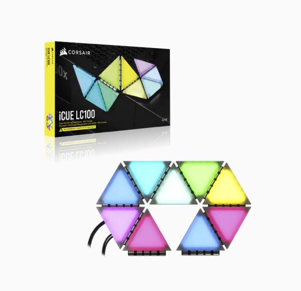 PANELES DE ILUMINACION PARA CASE CORSAIR MINI TRIANGULO iCUE LC100 KIT DE 9 CL-9011114-WW