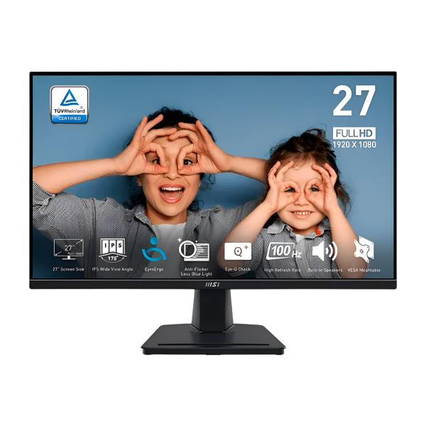 MONITOR 27″ MSI PRO MP275Q 2560 X 1440 FHD 100HZ 1MS EYESERGO HDMI DISPLAY PORT PLANO NEGRO 9S6-3PC3CM-025