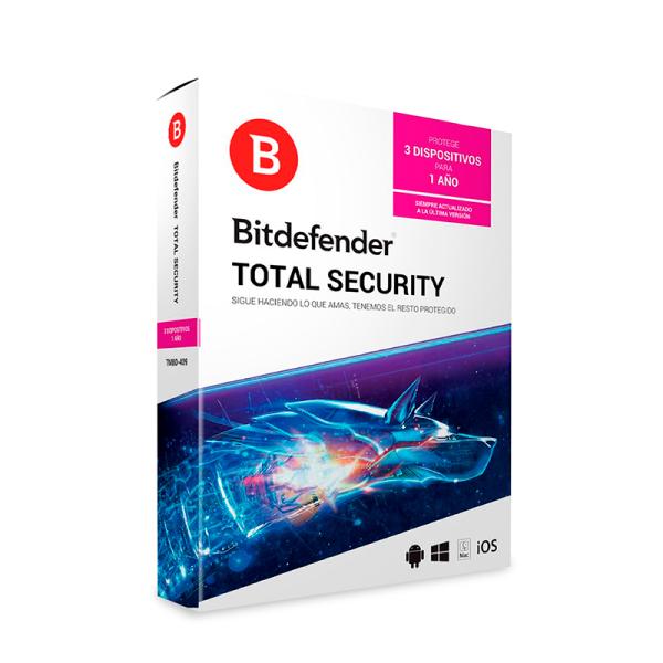 LICENCIA ANTIVIRUS BITDEFENDER TOTAL SECURITY 3 PC 1 AÑO