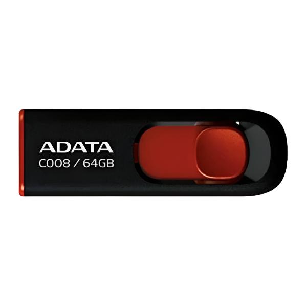 MEMORIA USB 64GB 2.0 ADATA BLACK+RED   AC008-64G-RKD