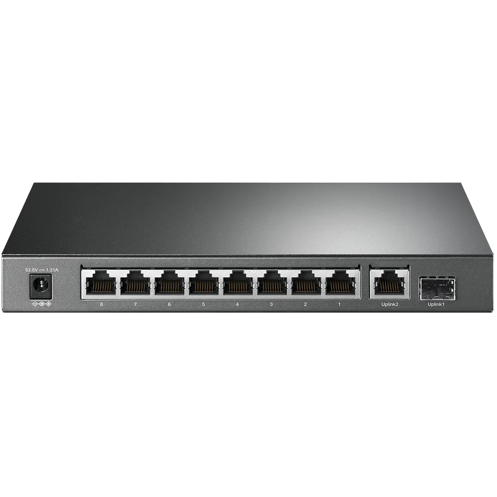 TP-Link TL-SG1210P – Conmutador – sin gestionar – 8 x 10/100/1000 (PoE+) + 1 x 10/100/1000 (enlace ascendente) + 1 x Gigabit SFP (enlace ascendente)