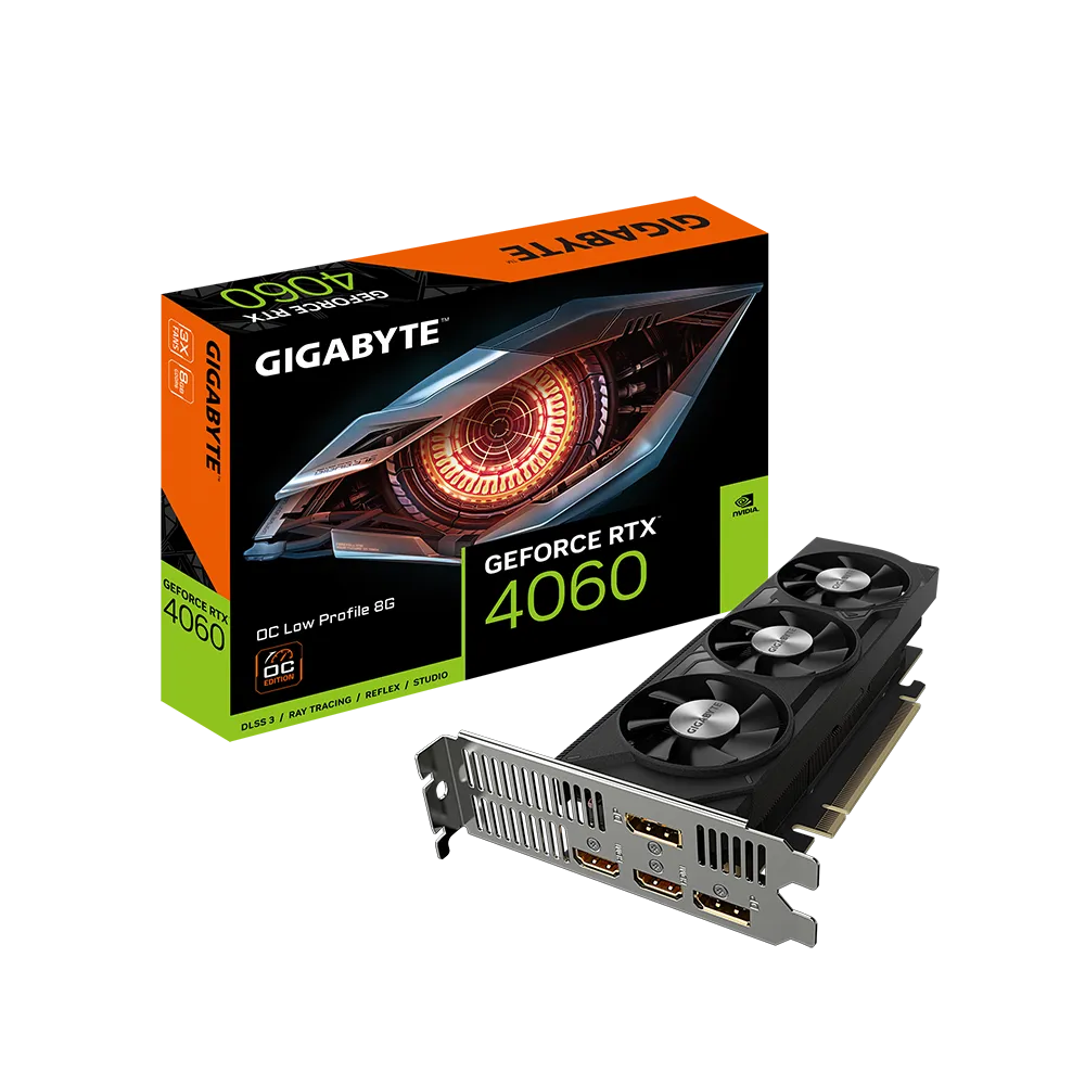 TARJETA DE VIDEO GIGABYTE GEFORCE RTX 4060 OC LOW PROFILE 8G GDDR6 2460 MHZ GV-N4060OC-8GL