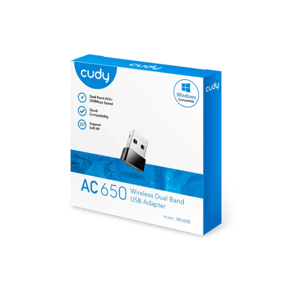 ADAPTADOR CUDY USB WU650 AC650 WI-FI USB 2.0