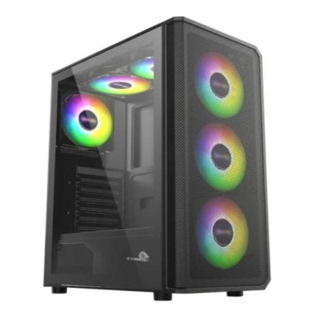 CASE GAMING X-LION KJ-375 E010-165 NEGRO PANEL LATERAL DE VIDRIO TEMPERADO + PANEL FROTAL METALICO + 3X ABANICOS ARGB.