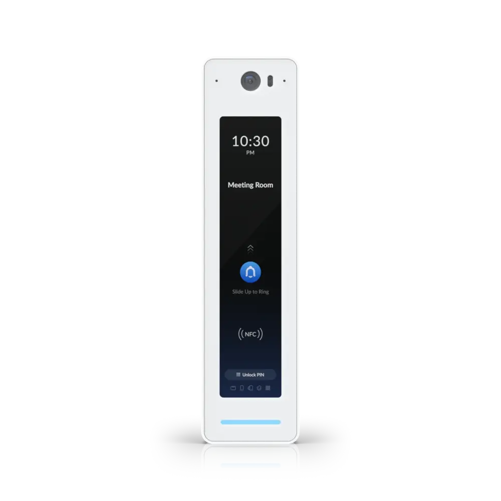 Ubiquiti – Lectora de tarjetas e intercom – Montura: Pared, caja de pandillas – Impermeabilización: IP55 – Conectividad: BLE 4.2NFC