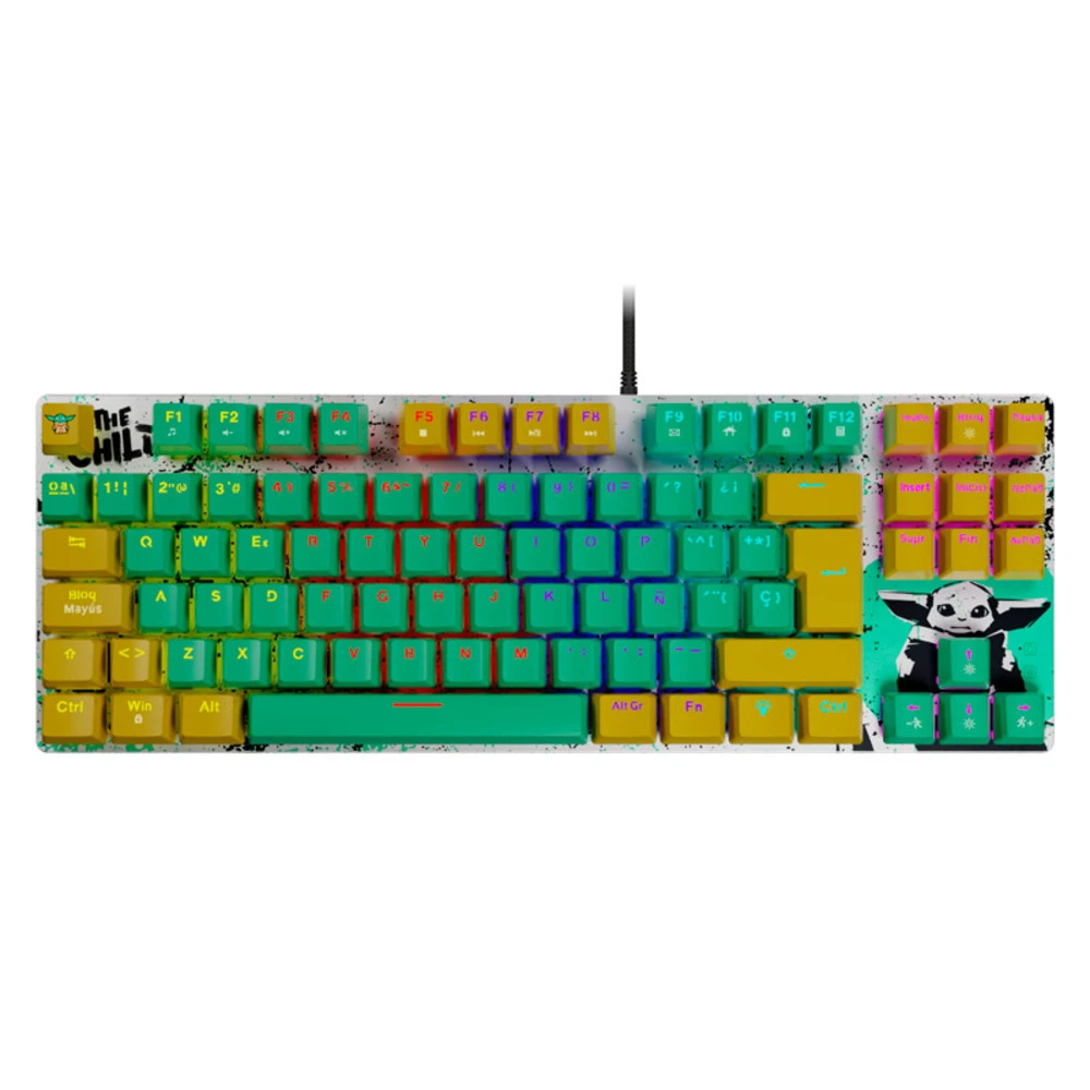 Primus Gaming – Keyboard – Wired – Spanish – USB – Ergonomic Design – Grogu Green