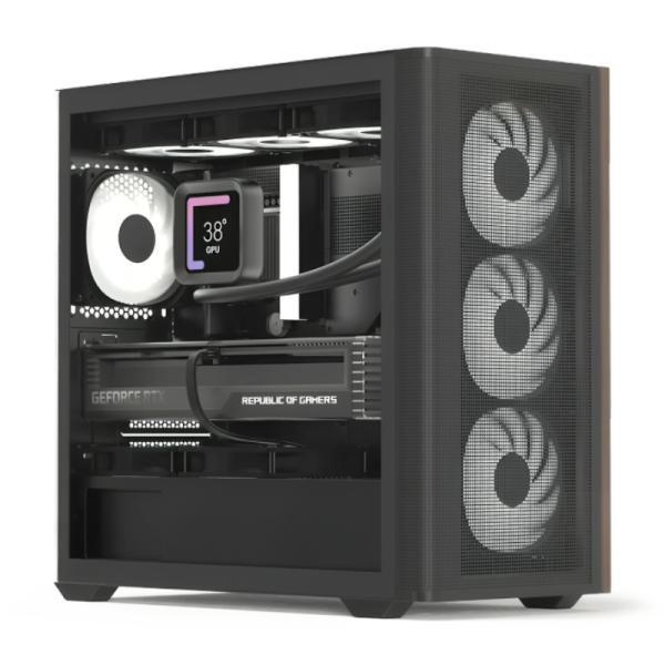 CASE RGB AEROCOOL D301A TORRE PEQUEÑA MALLA 1 ABANICO TRASERO Y 3 ABANICOS FRONTALES D301A-G-BK-V2