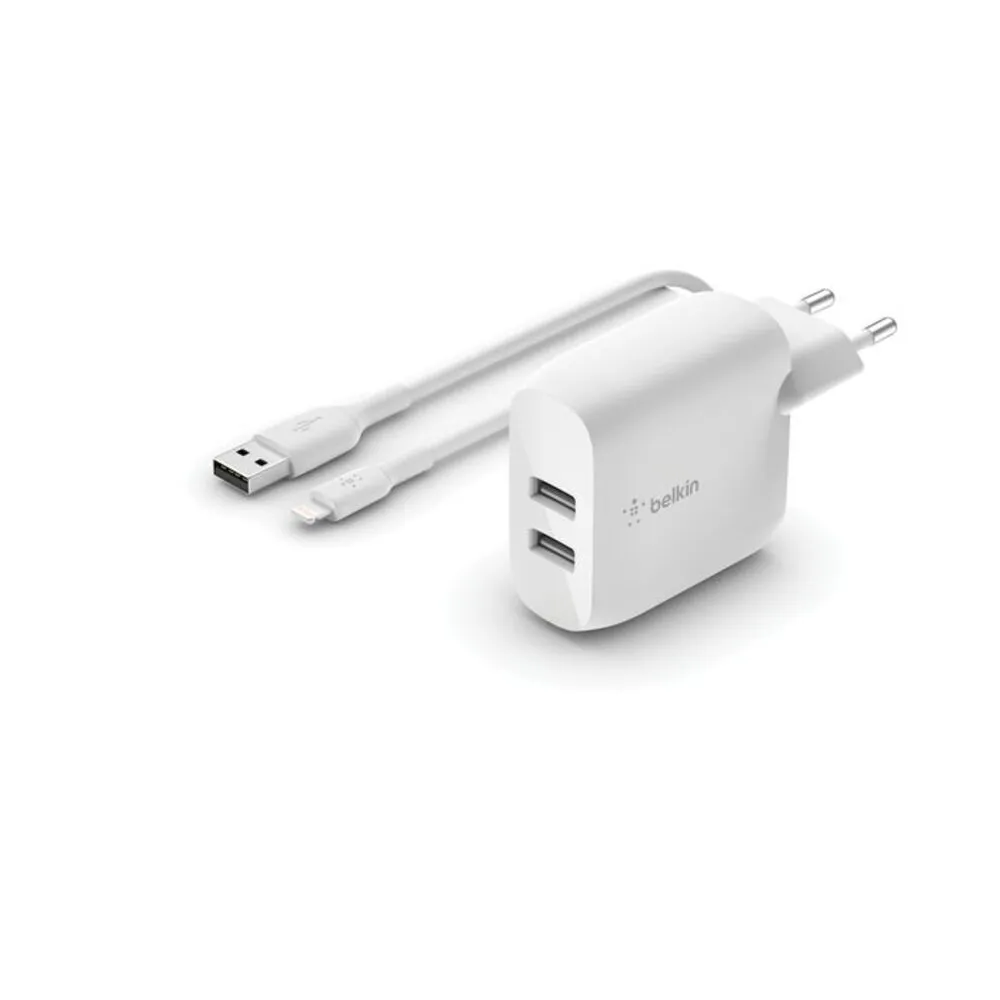 Belkin – – 24 vatios – 4.8 A – 2 conectores de salida (USB) – blanco