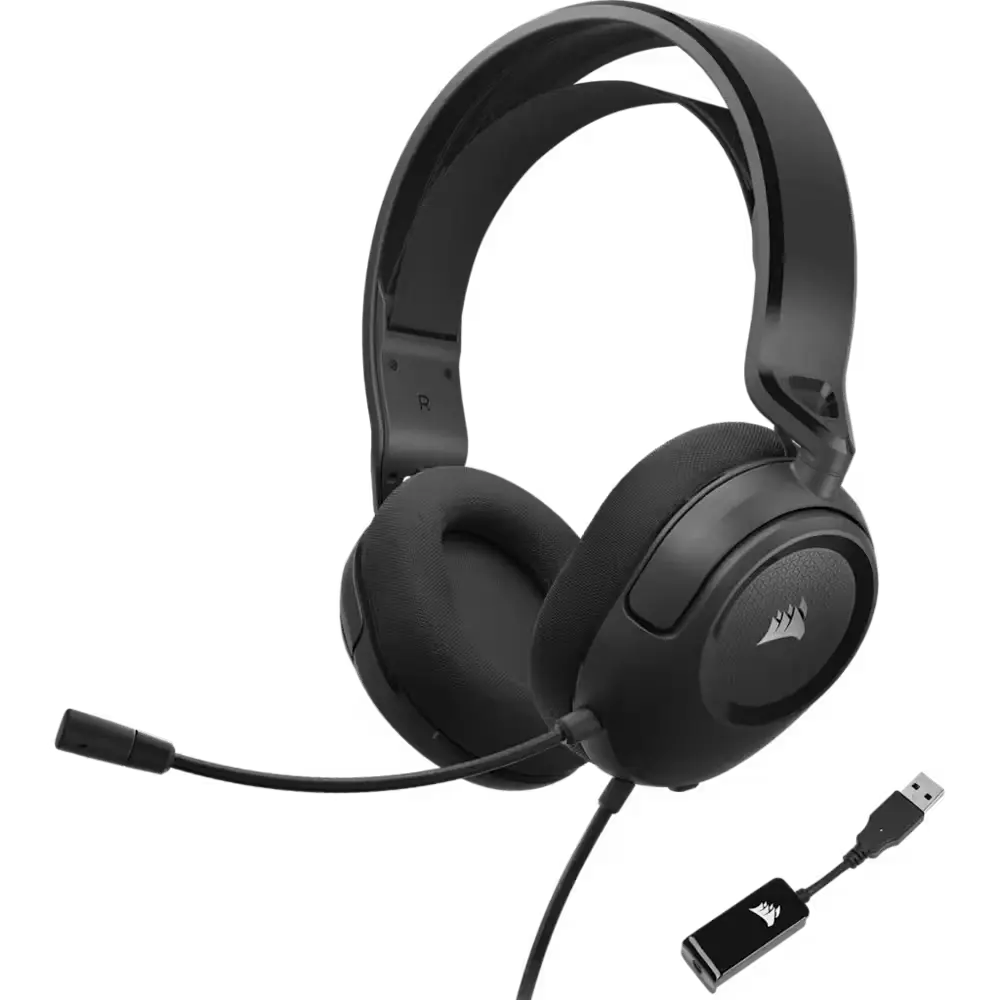 HEADSET GAMING CORSAIR HS35 SURROUND V2 ALÁMBRICO 3,5 MM CON ADAPTADOR USB INCLUIDO CA-9011386-NA NEGRO