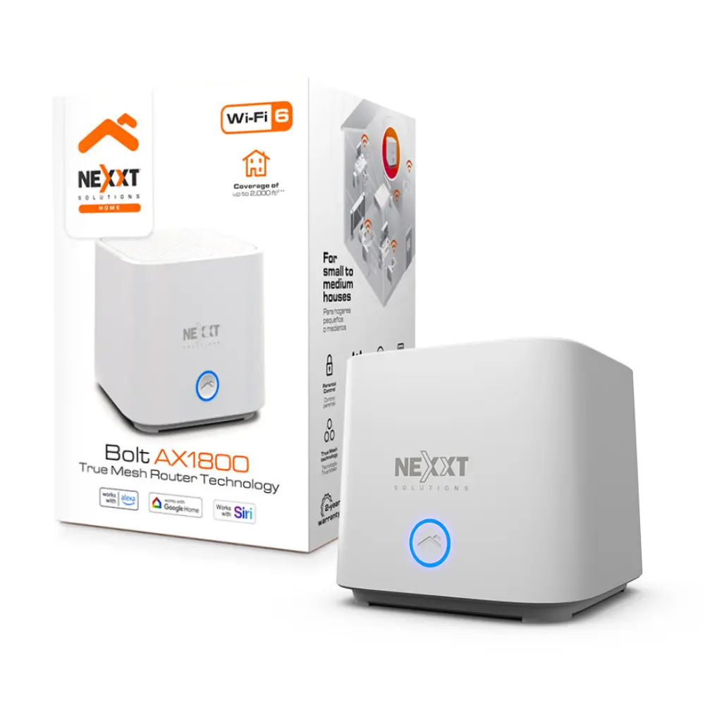 Nexxt Solutions Home – Router – Wireless Mesh – 802.11a/b/g/n/ac/ax – Desktop – Mesh router AX1800 Nexxt Solutions Home – Router – Wireless Mesh – 802.11a/b/g/n/ac/ax – Desktop – Mesh router AX1800