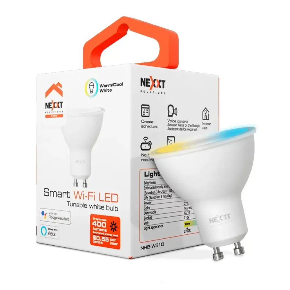 Nexxt Solutions Connectivity – Light Bulb – GU10 CCT 110V – Conexión Wi-Fi – Bombillo de luz blanca Nexxt Solutions Connectivity – Light Bulb – GU10 CCT 110V – Conexión Wi-Fi – Bombillo de luz blanca