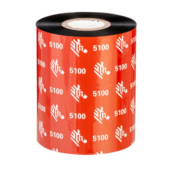 RIBBON DE RESINA ZEBRA 5100 3.50 PULGADAS X 1,476 PIES CORE 1″ 89MM 6 ROLLOS POR CASE 05100BK08945