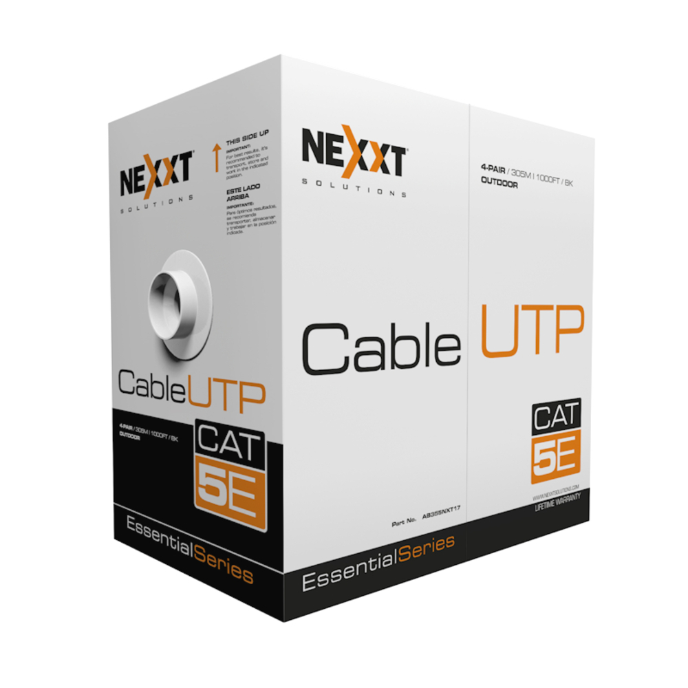 Nexxt Solutions Infrastructure – Outdoor UTP Cat5e – Cable 4P 24AWG – CMX – 305m / 1000ft – negro