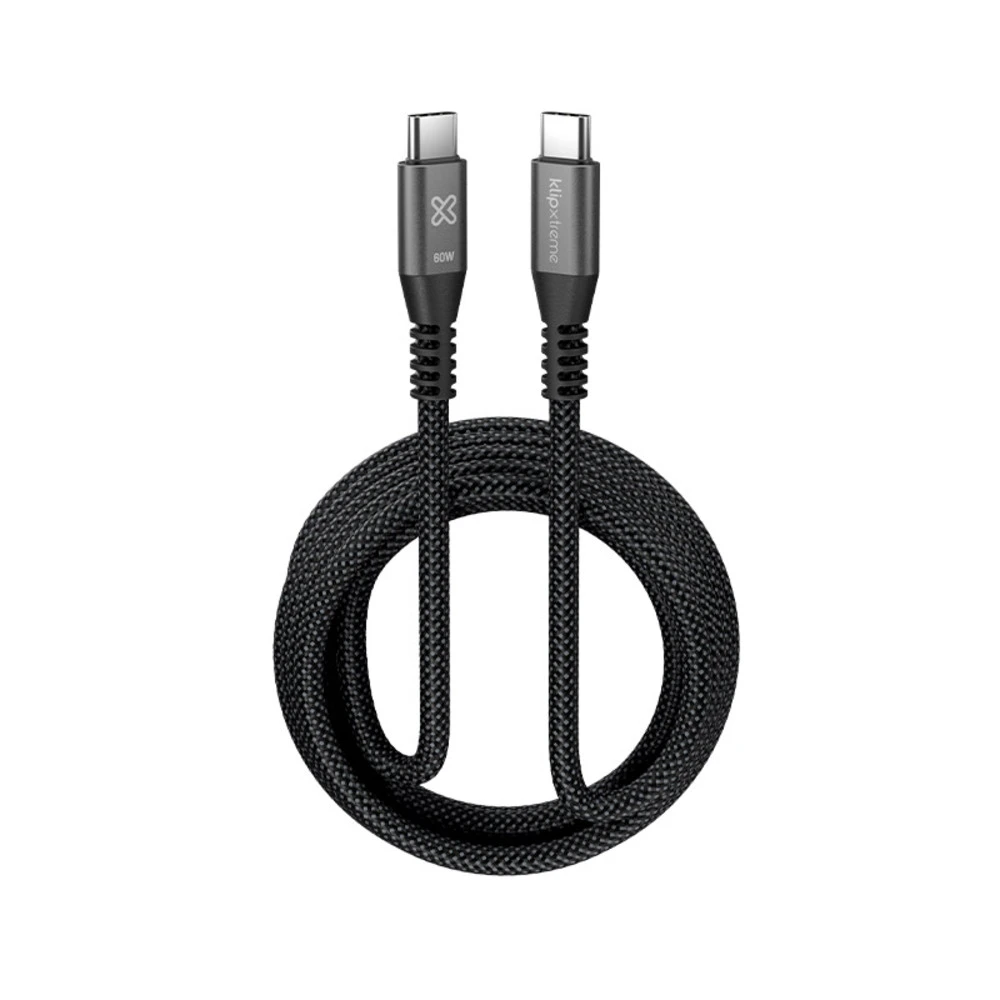 Klip Xtreme – USB cable – 24 pin USB-C – 3 m – Black – 60W Braided Fast charging
