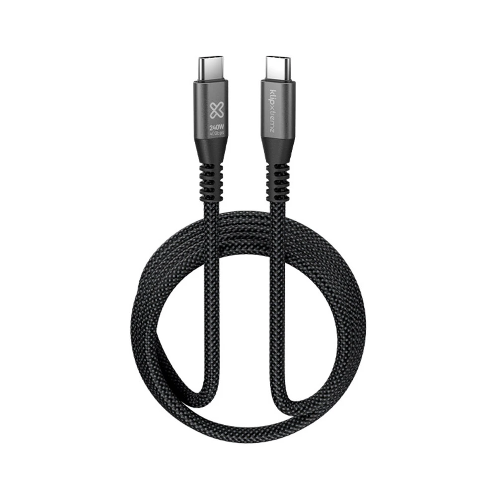 Klip Xtreme – USB cable – 24 pin USB-C – 1.8 m – Black – 240W 40Gbps Braided Fast Charg