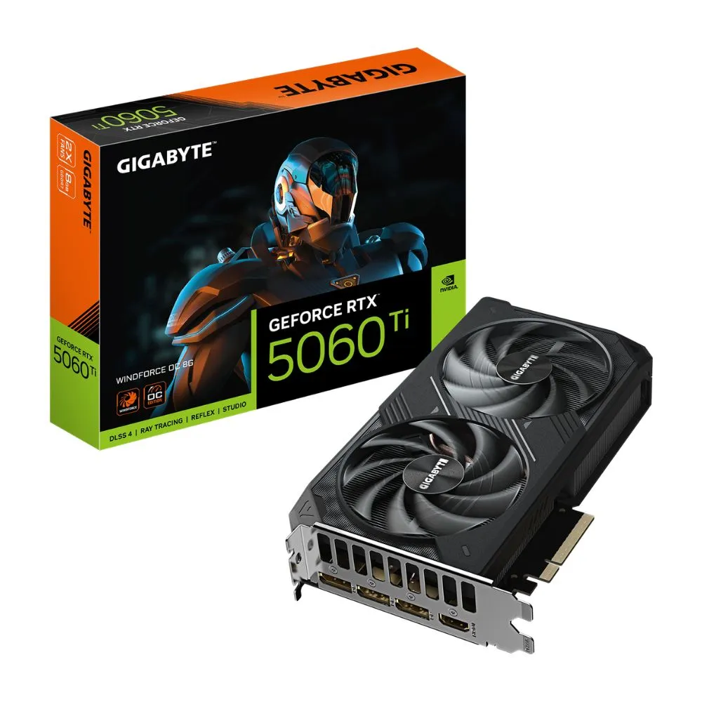 TARJETA DE VIDEO GIGABYTE RTX 5060 TI 8GB GDDR7 2587 MHZ GV-N506TWF2OC-8GD NEGRO
