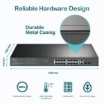 SWITCH TP LINK TL-SG1218MP 16 PUERTOS GIGABIT PoE+ / 2 PUERTOS GIGABIT RJ45 / 2 PUERTOS SFP RACK SMART MANAGED ADMINISTRABLE NEGRO