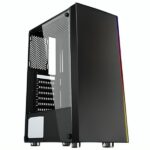 CASE GAMING RGB  EAGLE WARRIOR CG11Q3RA001C MID TOWER VENTILADOR 1 DE 120MM CON VIDRIO LATERAL Y TIRA RGB NEGRO
