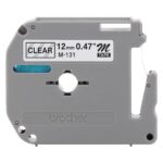 CINTA BROTHER M131 NO LAMINADA NEGRO SOBRE TRANSPARENTE DE 12MM NEGRO/TRANSPARENTE