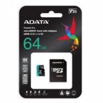 MEMORIA MICRO SDXC 64GB ADATA AUSDX64GUI3V30SA2-RA1 CLASE 10 100 MB/S 80 MB/S PARA CÁMARAS DE TABLERO, CÁMARAS DE ACCIÓN, SMARTPHONES, TABLETS Y GRABACIÓN DE VIDEO 4K